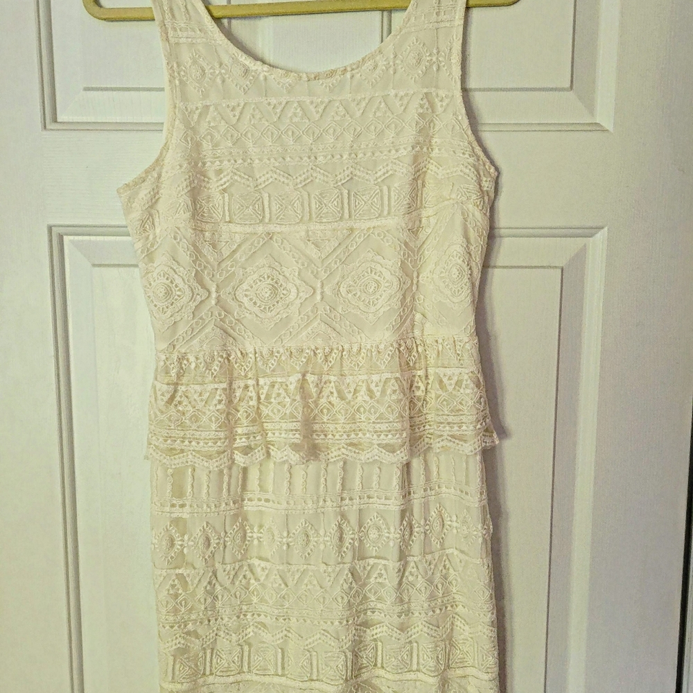 White Lace Peplum Dress